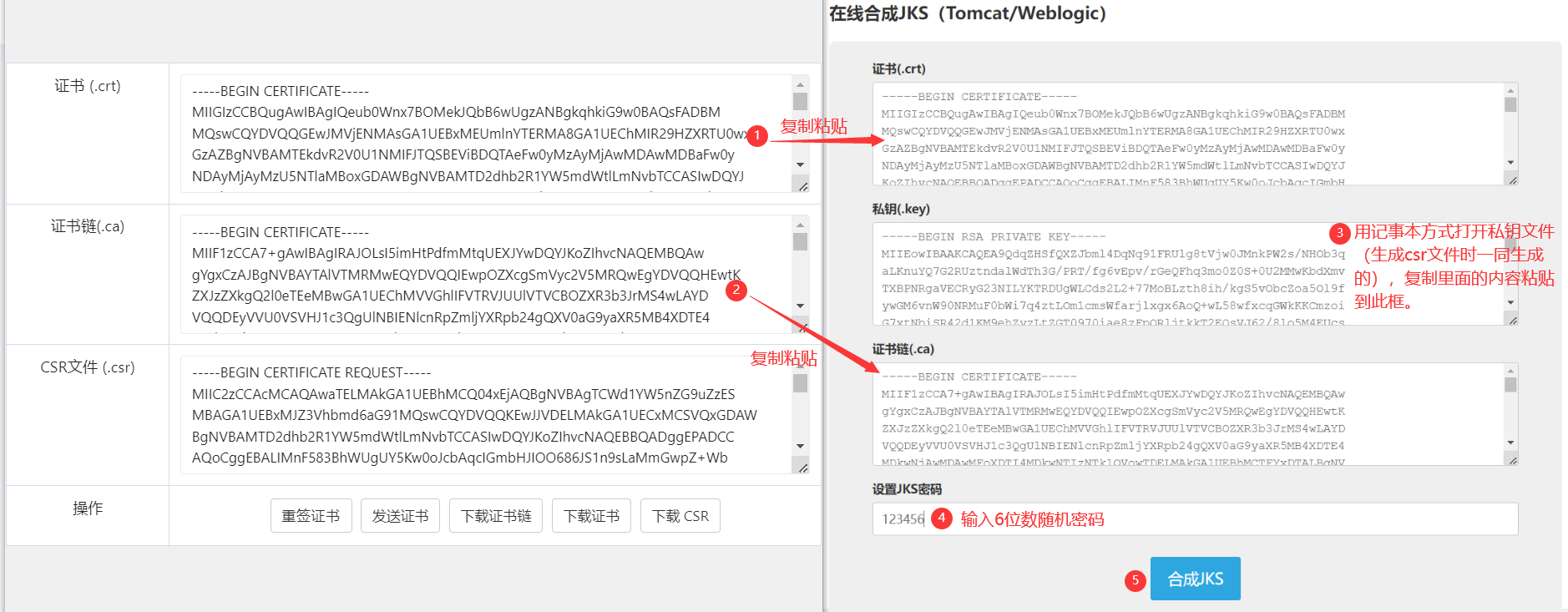 转换为Tomcat / Weblogic安装证书所需的jks格式文件